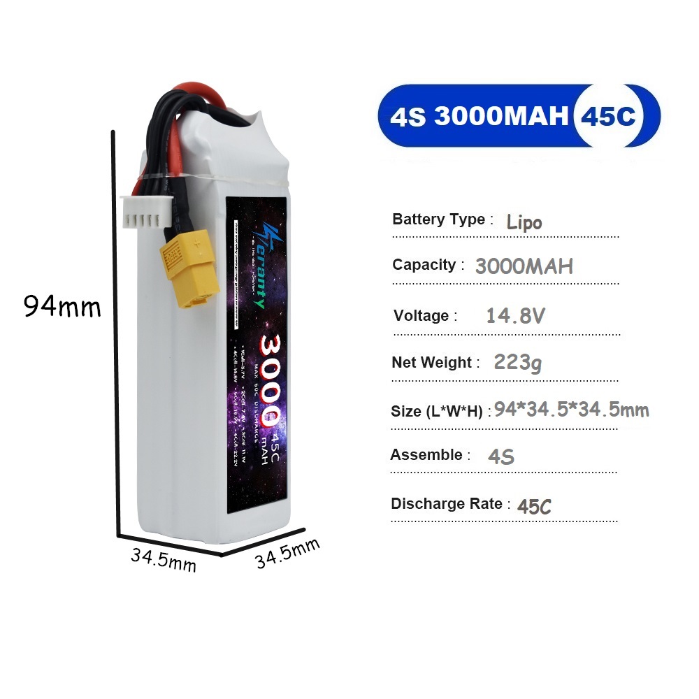 4S LiPo Batterij 14.8V 1500mah - Drone Battery 3S recensie en prijs